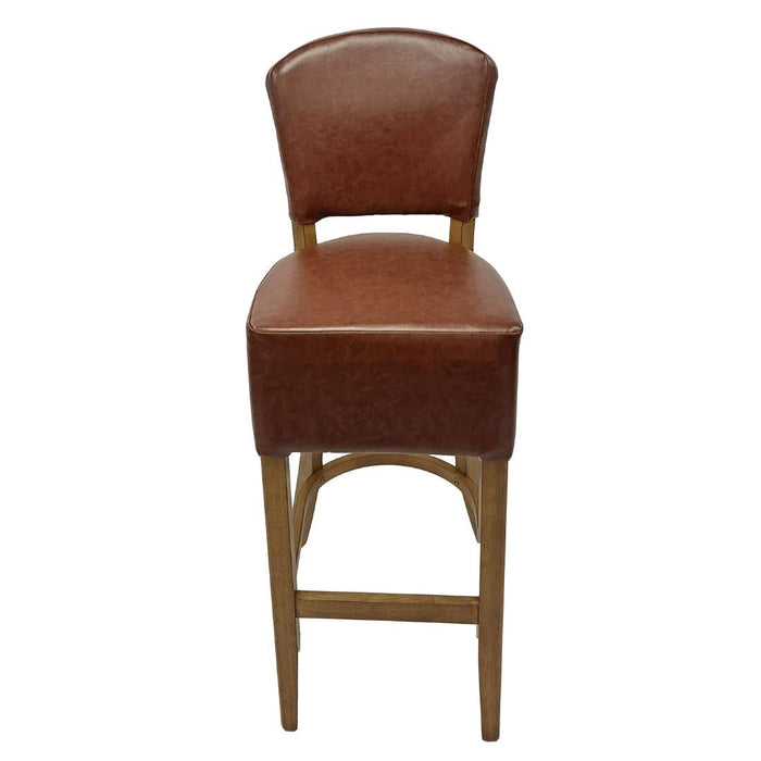 Hanoi Bar Chair In Weathered Oak with Bison Espresso Vinyl Seatpad Everyday
