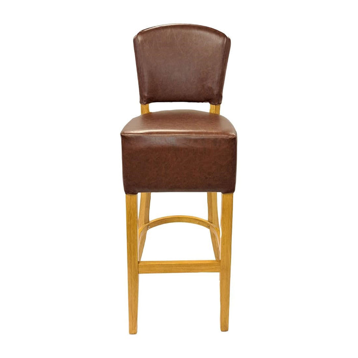 Hanoi Bar Chair in Soft Oak with Bison Espresso Vinyl Everyday