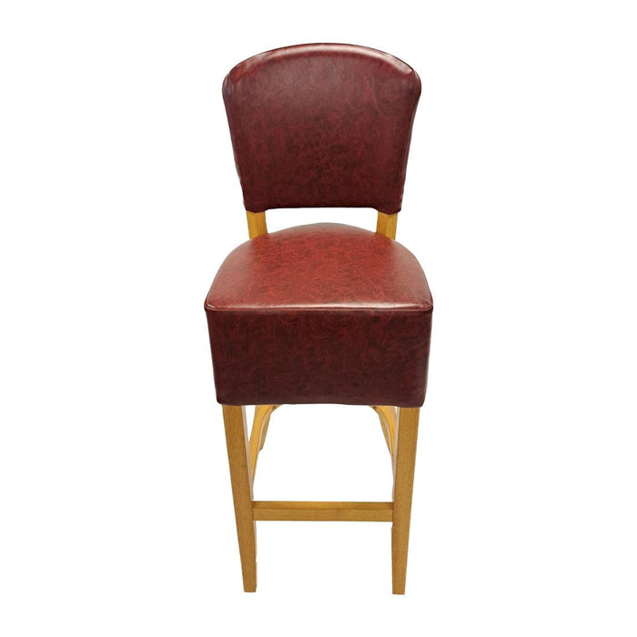 Hanoi Bar Chair in Soft Oak with Bison Bordeaux Vinyl Everyday