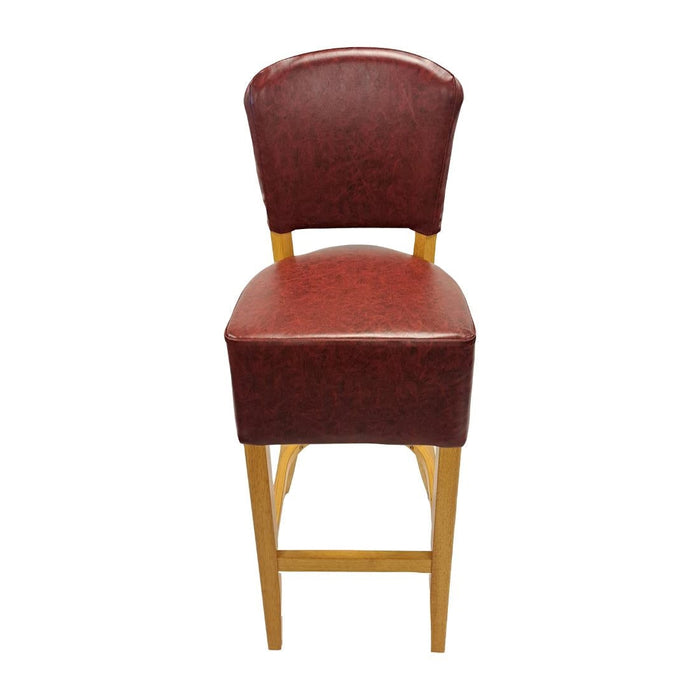 Hanoi Bar Chair in Soft Oak with Bison Bordeaux Vinyl Everyday