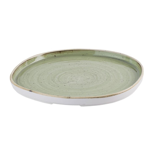 Churchill Stonecast Sage Green Organic Walled Plates 257mm (6 Pack) Churchill Super Vitrified