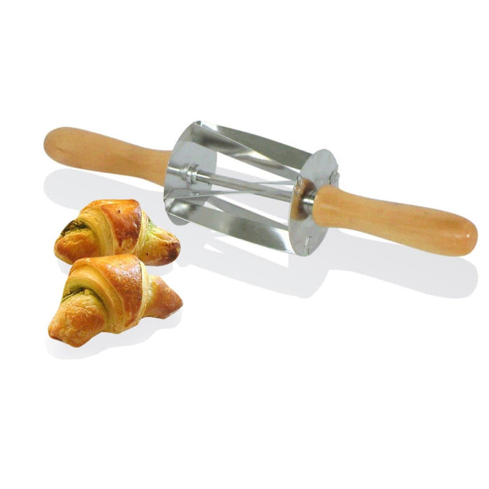 Gobel Stainless Steel Mini Croissant Roller Cutter with Wooden Handle 345x75x75mm Gobel