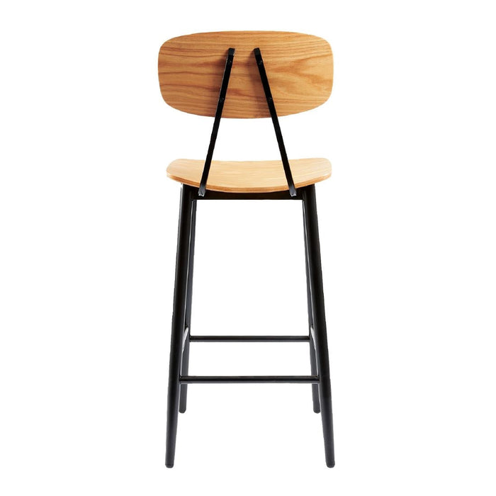 Juna Bar Stool Ply Oak & Black Steel (2 Pack) Everyday