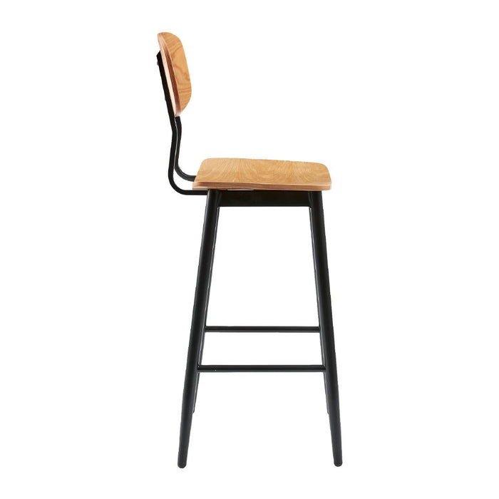 Juna Bar Stool Ply Oak & Black Steel (2 Pack) Everyday