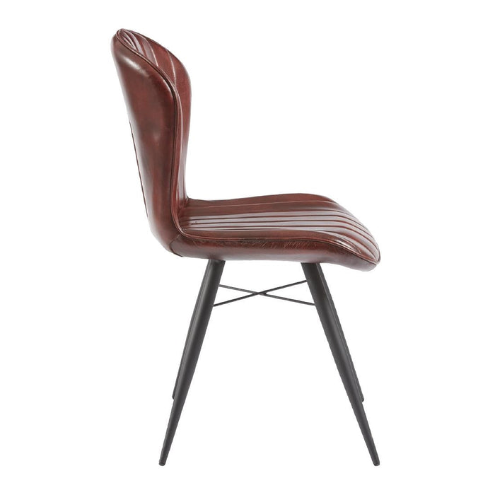 Lena Side Chair Claret Red leather (2 Pack) Everyday
