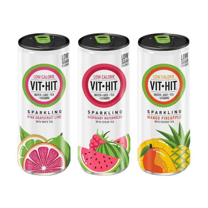 VITHIT Sparkling Mango & Pineapple Vitamin Water 330ml (12 Pack) VITHIT