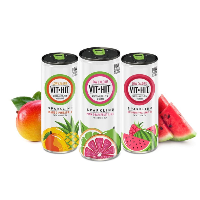 VITHIT Sparkling Mango & Pineapple Vitamin Water 330ml (12 Pack) VITHIT