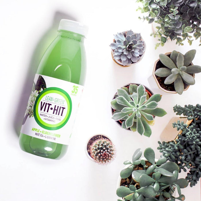 VITHIT Lean & Green Apple & Elderflower Vitamin Water 500ml (12 Pack) VITHIT
