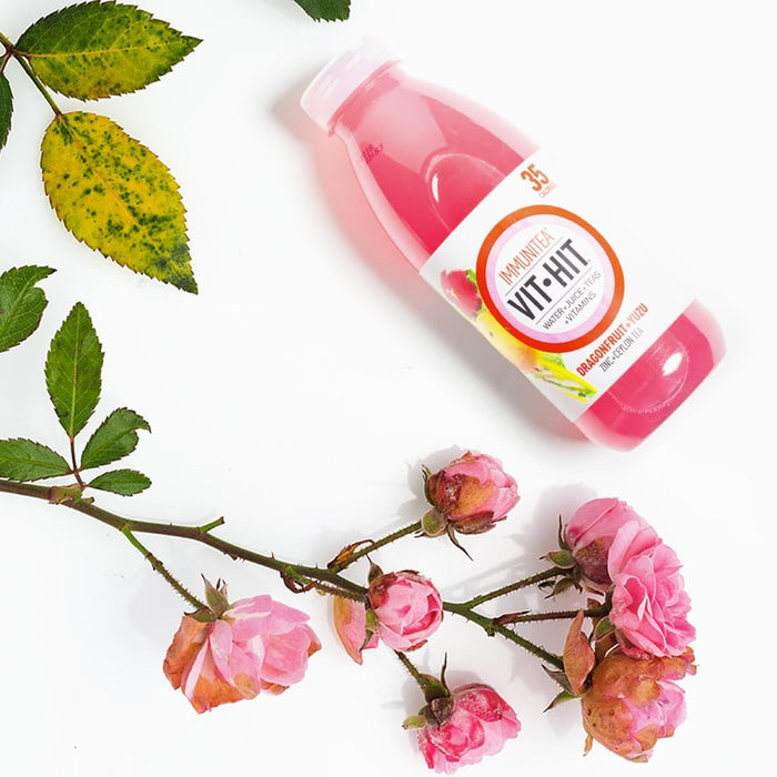 VITHIT Immunitea Dragonfruit & Yuzu Vitamin Water 500ml (12 Pack) VITHIT