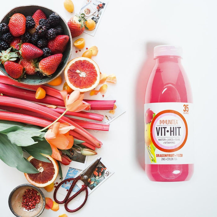 VITHIT Immunitea Dragonfruit & Yuzu Vitamin Water 500ml (12 Pack) VITHIT