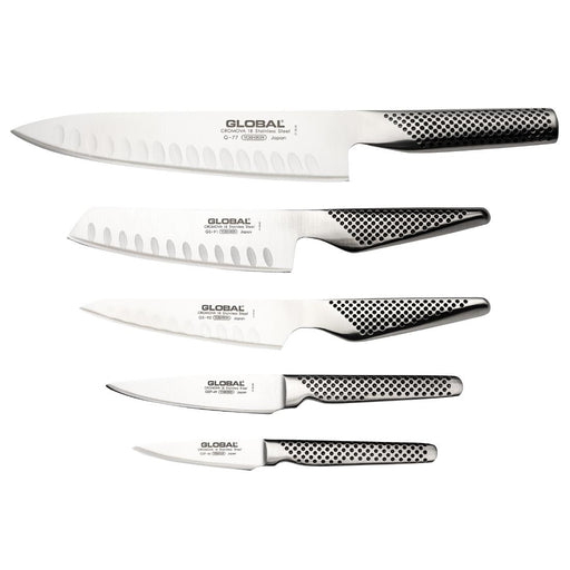 Contains: Chef Knife, Vegetable Knife, Cooks Knife, Utility Knife, Peeling Knife & Block