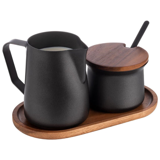 APS Acacia Wood And Stainless Steel Milk and Sugar Set APS