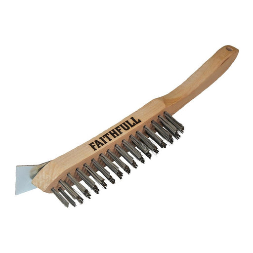 28-Gauge Steel Bristles. Beech Wood Handle