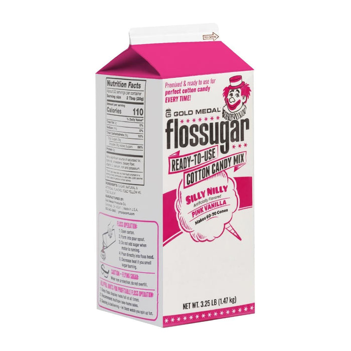 Flossugar Pink Vanilla Ready to Use Cotton Candy Mix 1.47kg Gold Medal