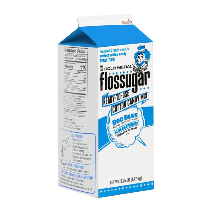 Flossugar Blue Raspberry Ready to Use Cotton Candy Mix 1.47kg Gold Medal