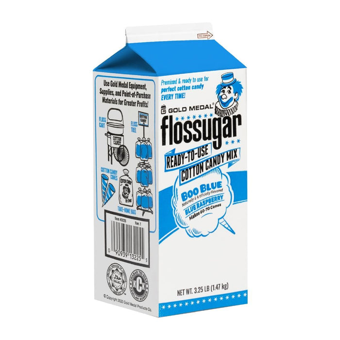 Flossugar Blue Raspberry Ready to Use Cotton Candy Mix 1.47kg Gold Medal