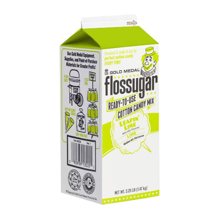 Flossugar Lime Ready to Use Cotton Candy Mix 1.47kg Gold Medal