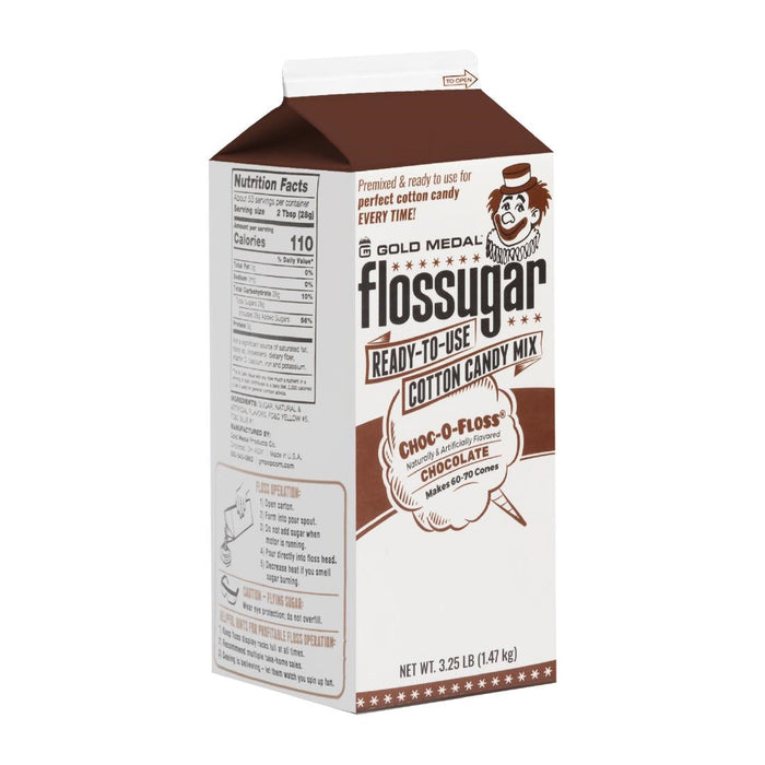 Flossugar Chocolate Ready to Use Cotton Candy Mix 1.47kg Gold Medal