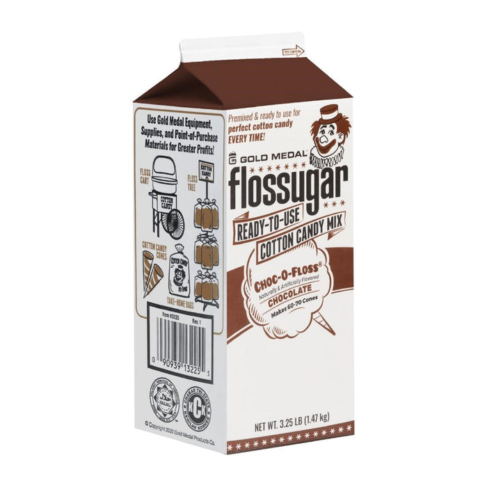 Flossugar Chocolate Ready to Use Cotton Candy Mix 1.47kg Gold Medal