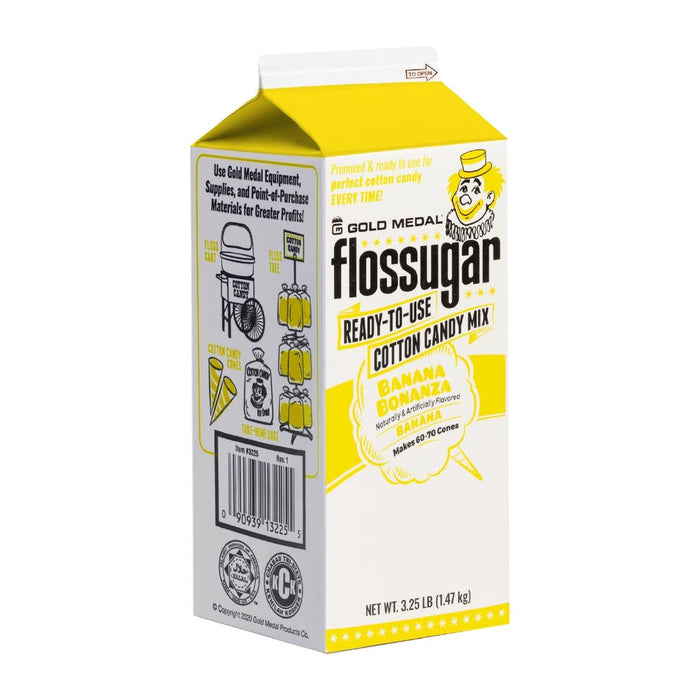 Flossugar Banana Ready to Use Cotton Candy Mix 1.47kg Gold Medal