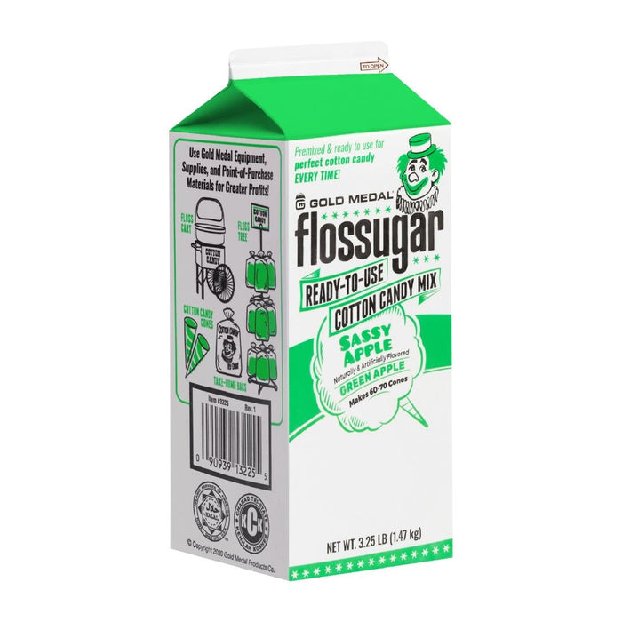 Flossugar Green Apple Ready to Use Cotton Candy Mix 1.47kg Gold Medal