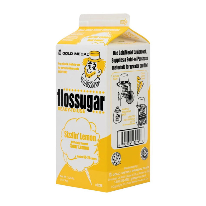 Flossugar Sour Lemon Ready to Use Cotton Candy Mix 1.47kg Gold Medal