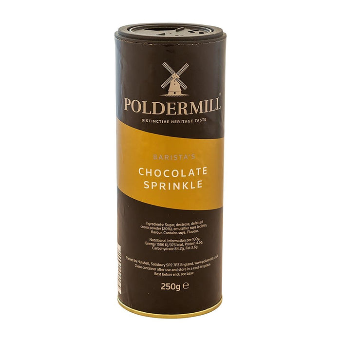 Drum Contains 250g of Chocolate Sprinkles. Suitable for Vegetarians