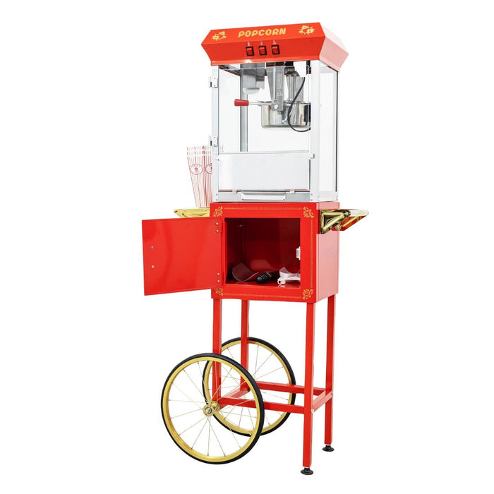 A1 Equipment 8oz Popcorn Machine with Cart Red A1 Equipment