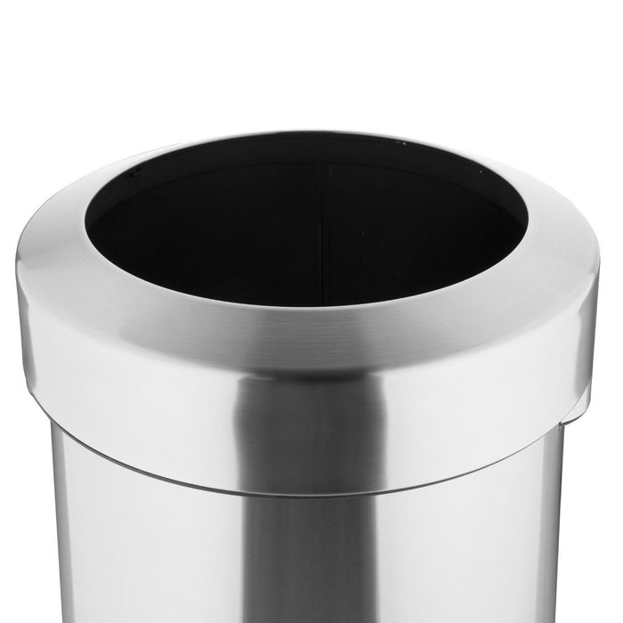 Bolero Bin with Open Top Lid Brushed Steel 70Ltr Bolero