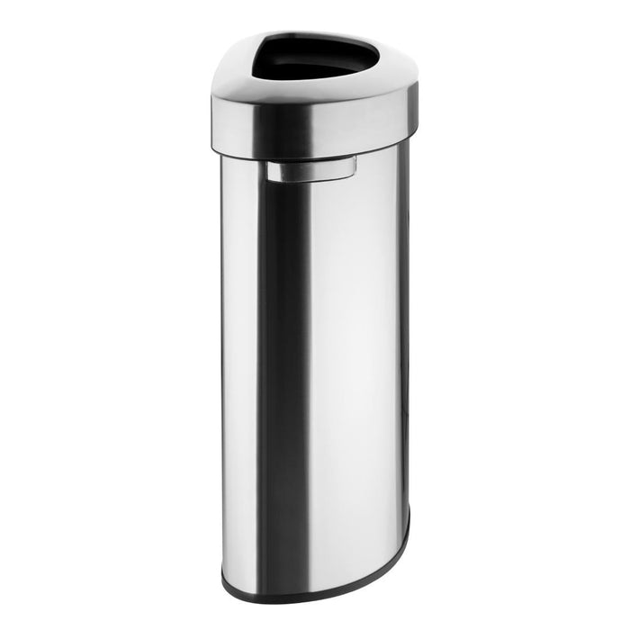 Bolero 'D' Shape Bin with Open Lid Brushed Steel 86Ltr Bolero