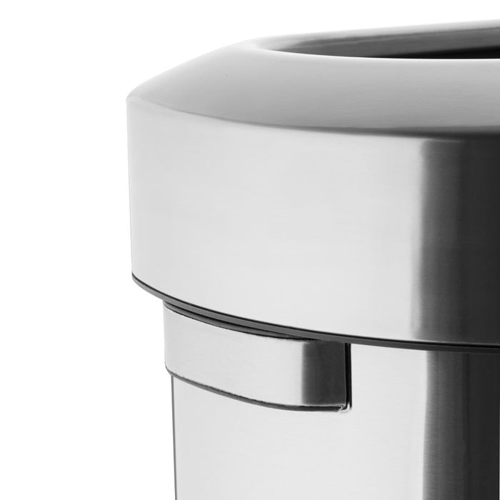 Bolero 'D' Shape Bin with Open Lid Brushed Steel 86Ltr Bolero