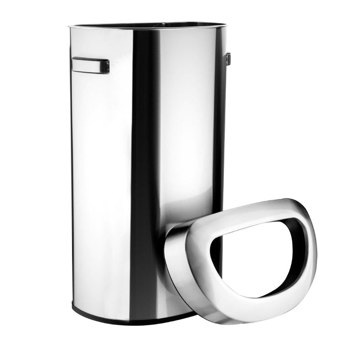 Bolero 'D' Shape Bin with Open Lid Brushed Steel 86Ltr Bolero
