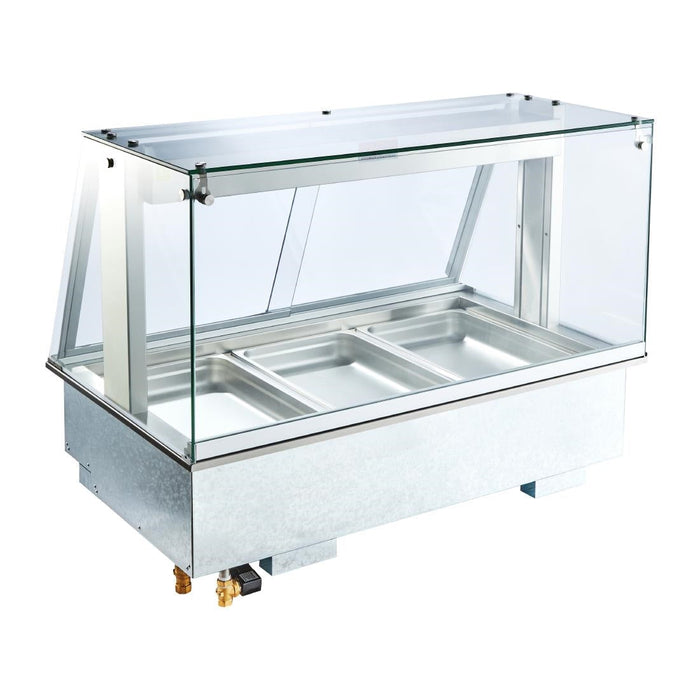 Cossiga Linear Series Drop-in Bain Marie 3x1/1GN w/Square Glass Assisted Service 1145mm Cossiga