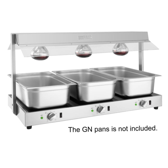 Buffalo Food Warmer with Gantry 3x GN 1/1 Buffalo
