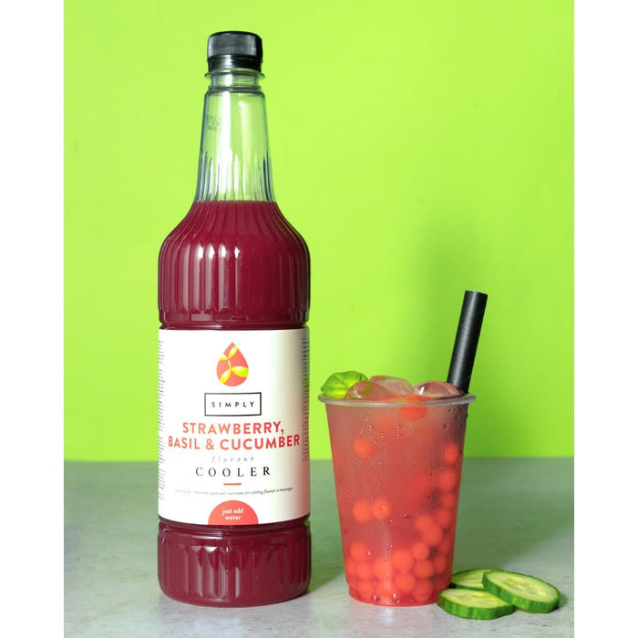 Simply Strawberry, Basil & Cucumber Cooler Syrup 1Ltr Simply
