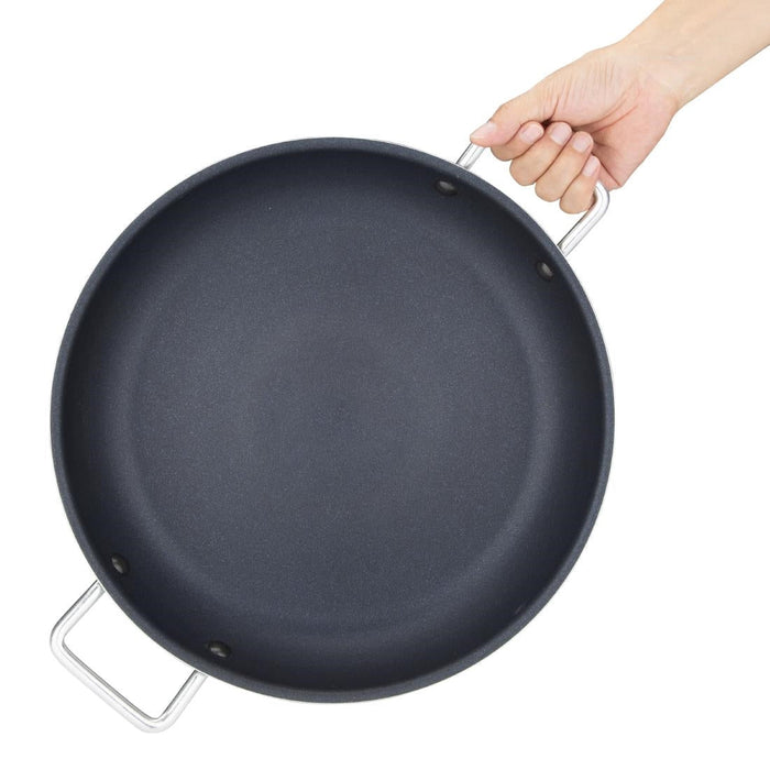 Vogue Aluminium Non-stick Teflon Platinum Plus Paella Pan 35cm Vogue