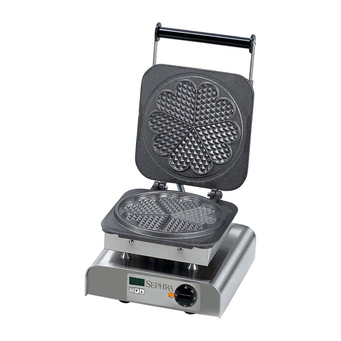 2.2kW. Makes large 5-section heart waffle per bake