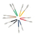 Includes red, yellow, brown, blue, green and black tongs