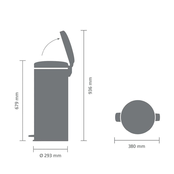 Brabantia NewIcon Pedal Bin Bucket Brilliant Steel 30Ltr Brabantia