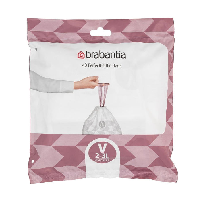 Brabantia PerfectFit Bin Bags, Code V, 2-3Ltr (40 Pack) Brabantia
