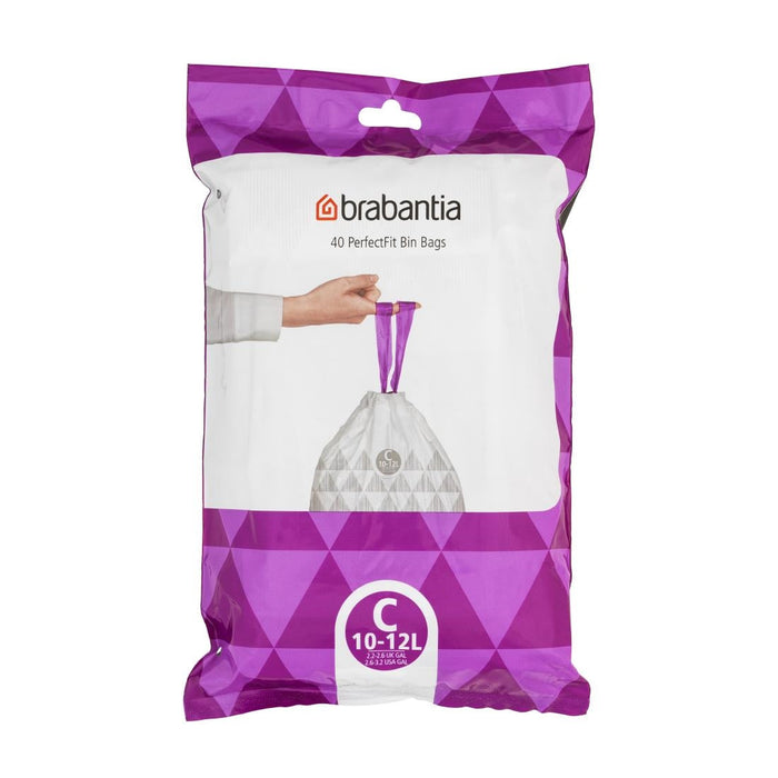 Brabantia PerfectFit Bin Bags, Code C, 10-12Ltr (40 Pack) Brabantia