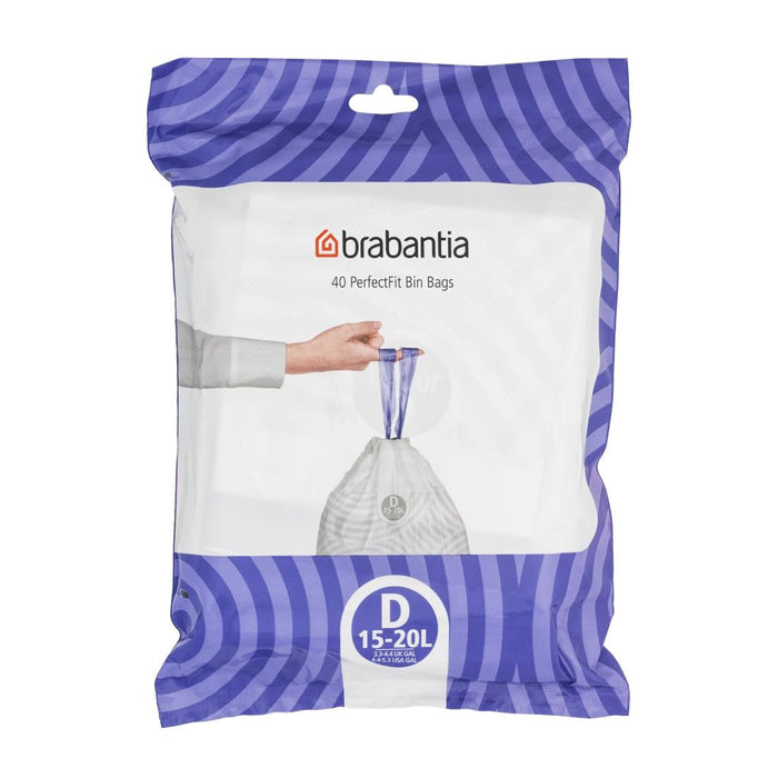 Brabantia PerfectFit Bin Bags, Code D, 15-20Ltr (40 Pack) Brabantia