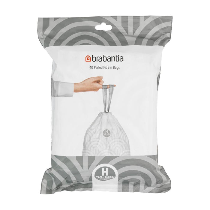 Brabantia PerfectFit Bin Bags, Code H, 50-60Ltr (40 Pack) Brabantia