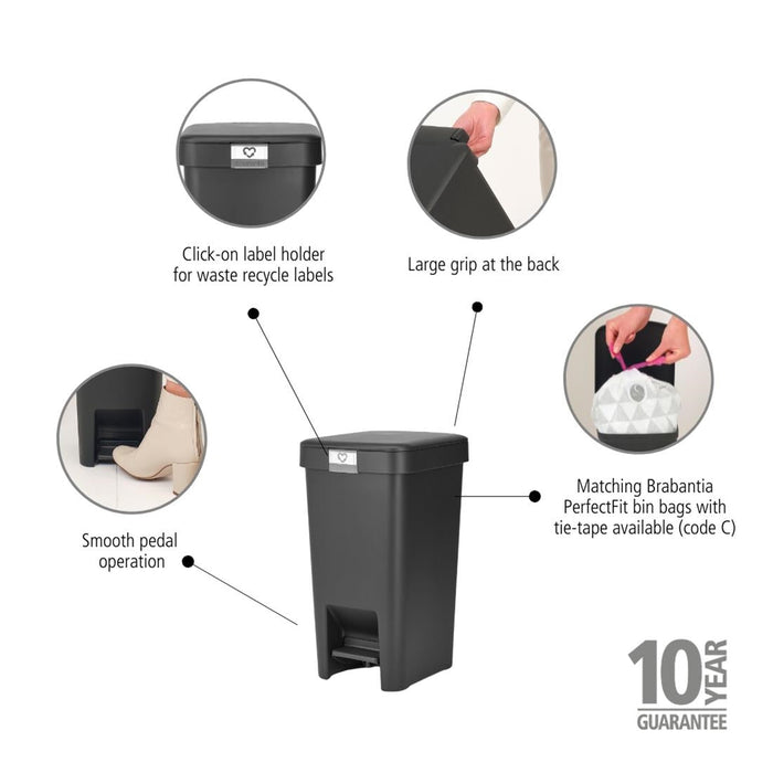 Brabantia Pedal Bin Dark Grey 10Ltr Brabantia