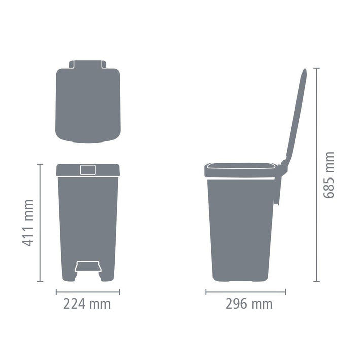 Brabantia StepUp Pedal Bin Dark Grey 16Ltr Brabantia