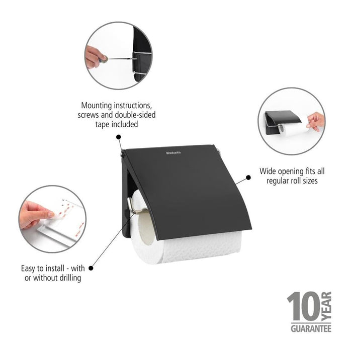 Brabantia Renew Toilet Roll Holder Matt Black Brabantia