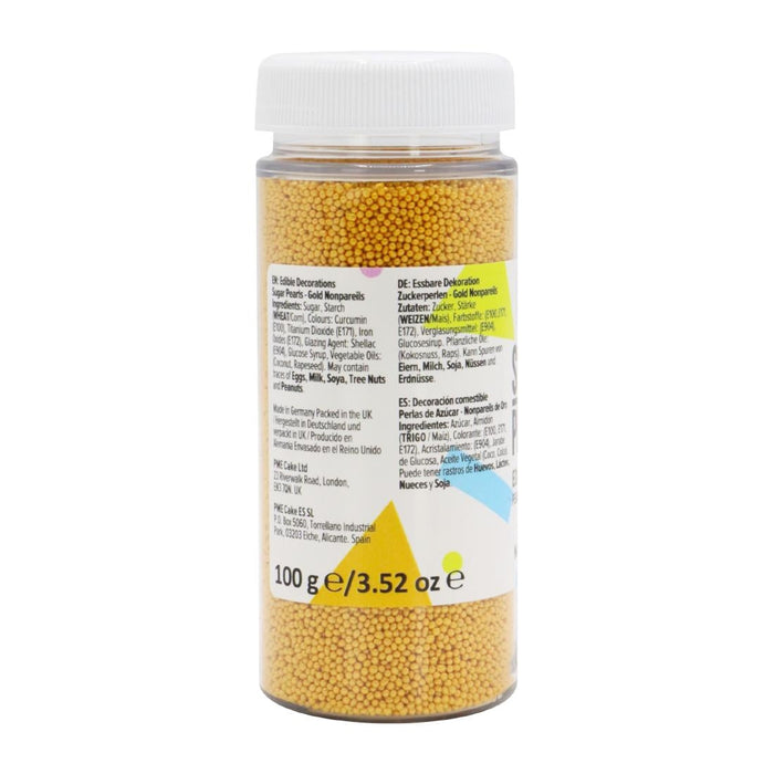 PME Sugar Pearls Nonpareils 100g - Gold PME