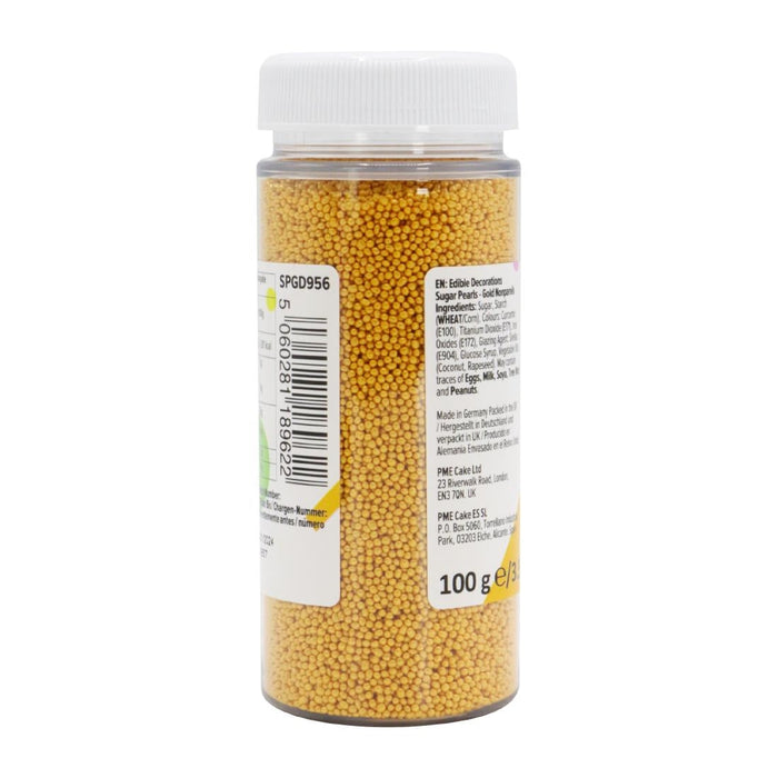 PME Sugar Pearls Nonpareils 100g - Gold PME