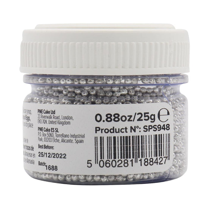 PME Silver Sugar Pearls 25g - Nonpareils PME