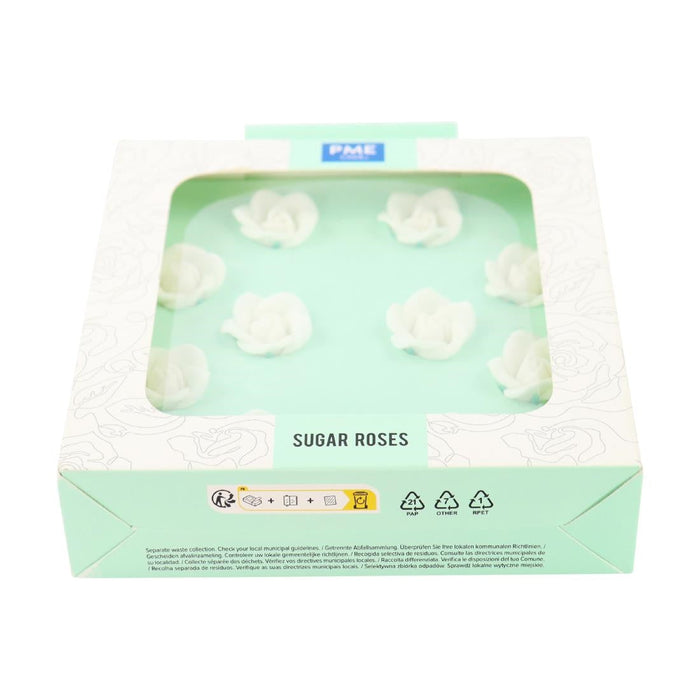 PME White Sugar Roses 25mm (10 Pack) PME